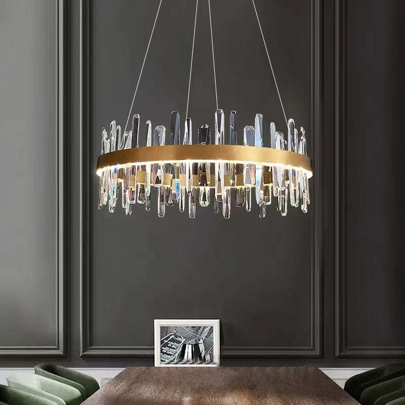 Marylin Modern Crystal Ring Chandelier, Stainless Steel & Crystal - Lumpaz