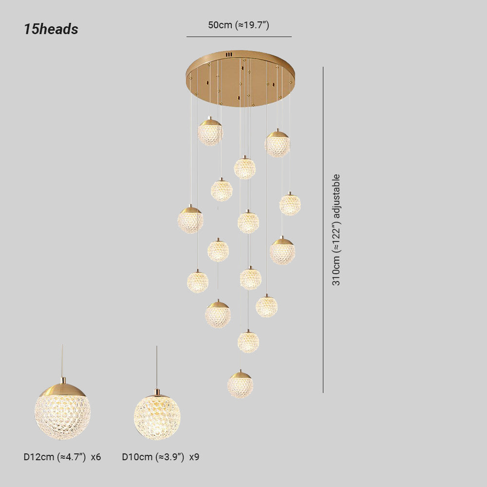 Jibril Multi Staircase Modern Art Deco Pendant Light, Gold - Lumpaz
