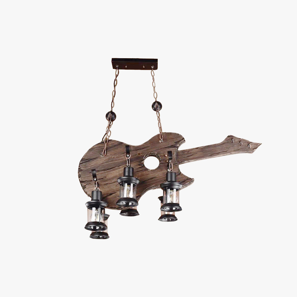 Austin Farmhouse 6 Lantern Guitar Wood/Metal Pendant Light - Lumpaz