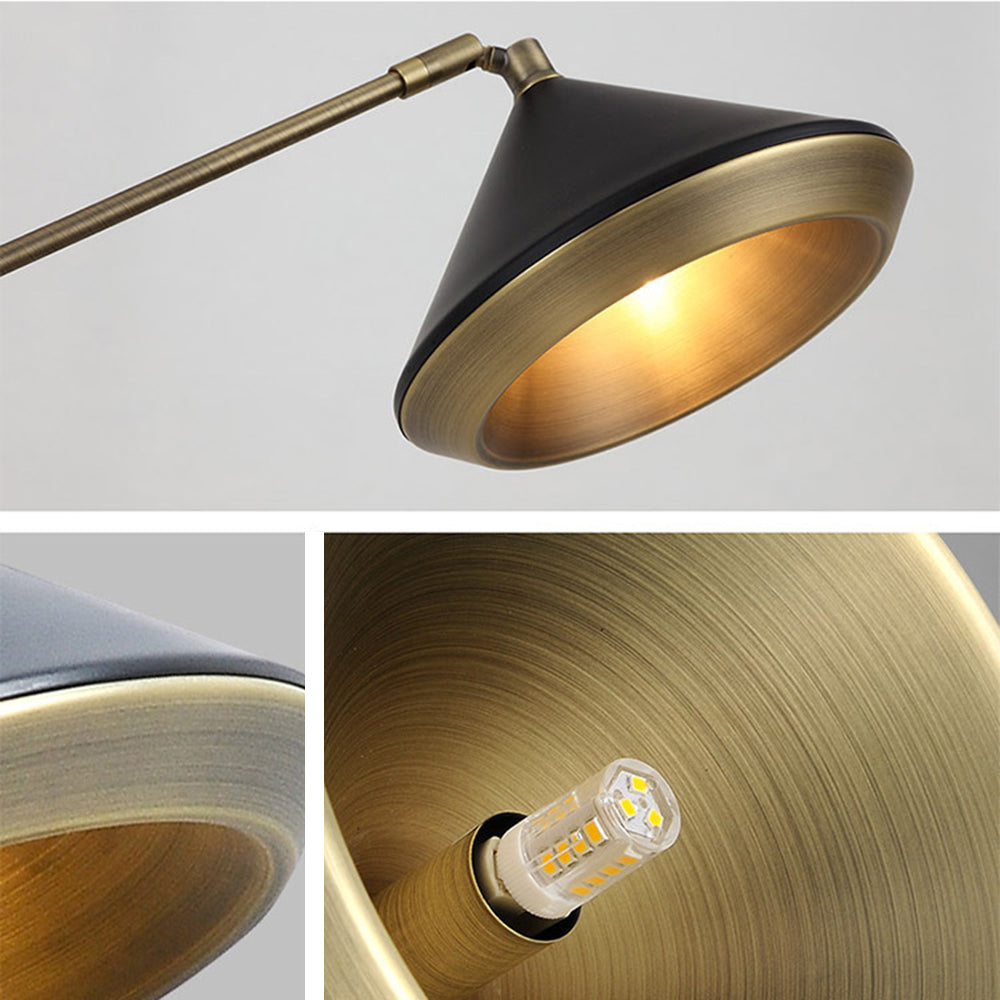 Carins Vintage Metal Tall Standing Floor Lamp, Black/Brass - Lumpaz