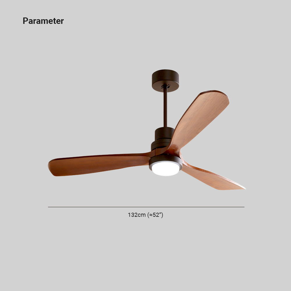 Haydn 3-Blade Modern DC Ceiling Fan Light, Black & Wood, 52'' - Lumpaz