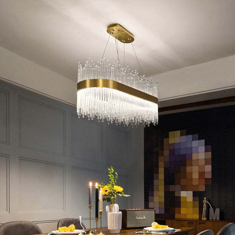Marilyn Modern Round/Rectangular Chain Chandelier, Gold - Lumpaz