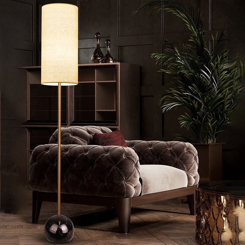 Eryn Modern Cylinder Shape Metal Fabric Floor Lamp - Lumpaz