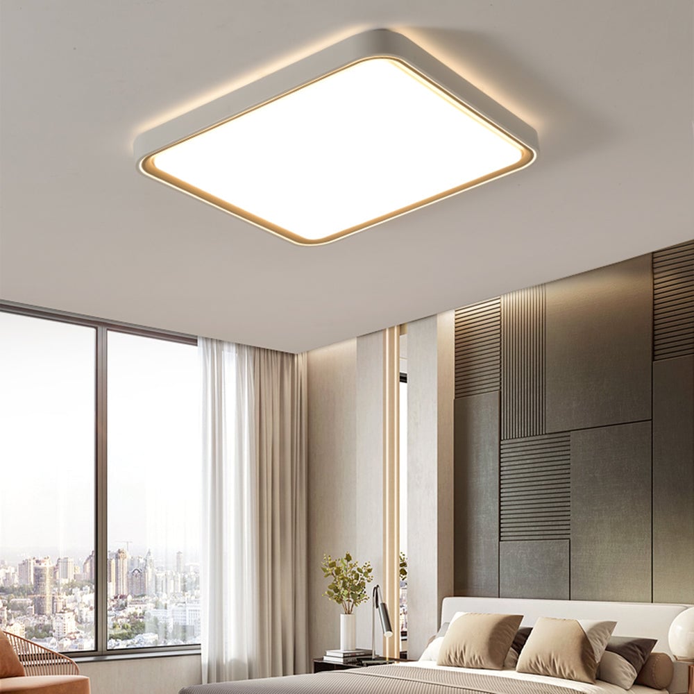 Quinn Minimalist Round/Square Metal/Acrylic Flush Mount Ceiling Light, Gold - Lumpaz