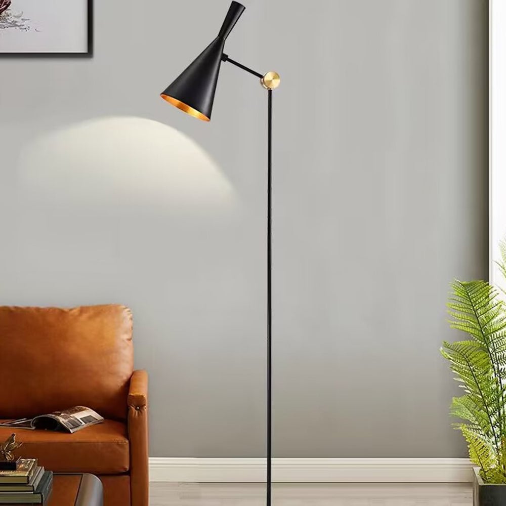 Carins Modern Minimalist Metal Tall Standing Floor Lamp, Black/Gold - Lumpaz