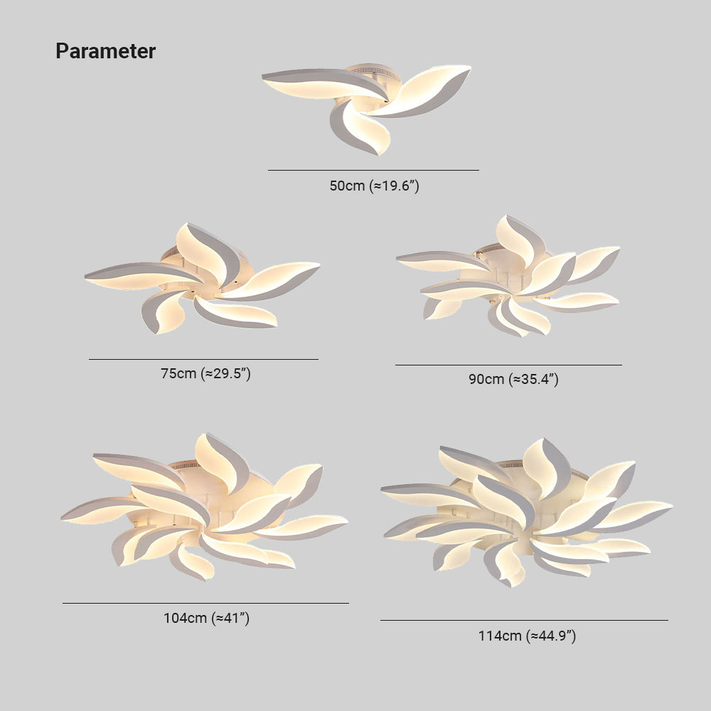 Hana Minimalist Art Deco Flower Flush Mount Ceiling Light, White, Living Room - Lumpaz