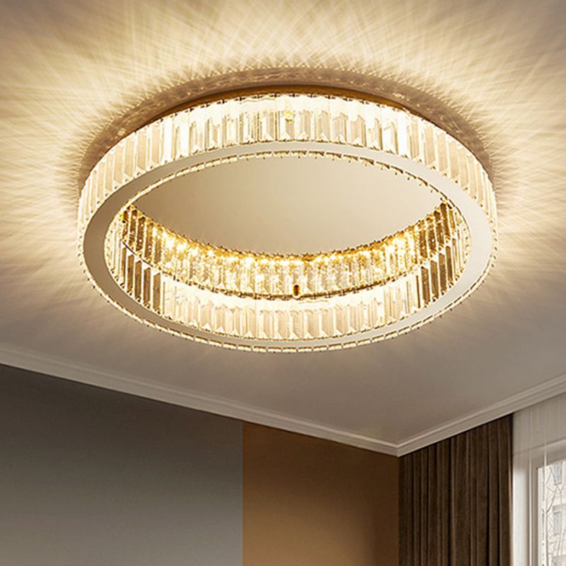 Marliyn Modern Art Deco Circle Crystal/Metal Flush Mount Ceiling Light Gold - Lumpaz