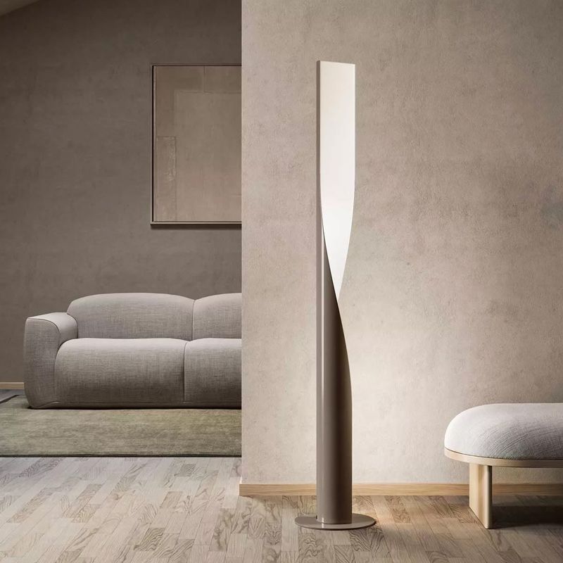 Edge Modern Minimalist Twisted Cylinder Metal Floor Lamp, White/Red/Gray/Gold - Lumpaz