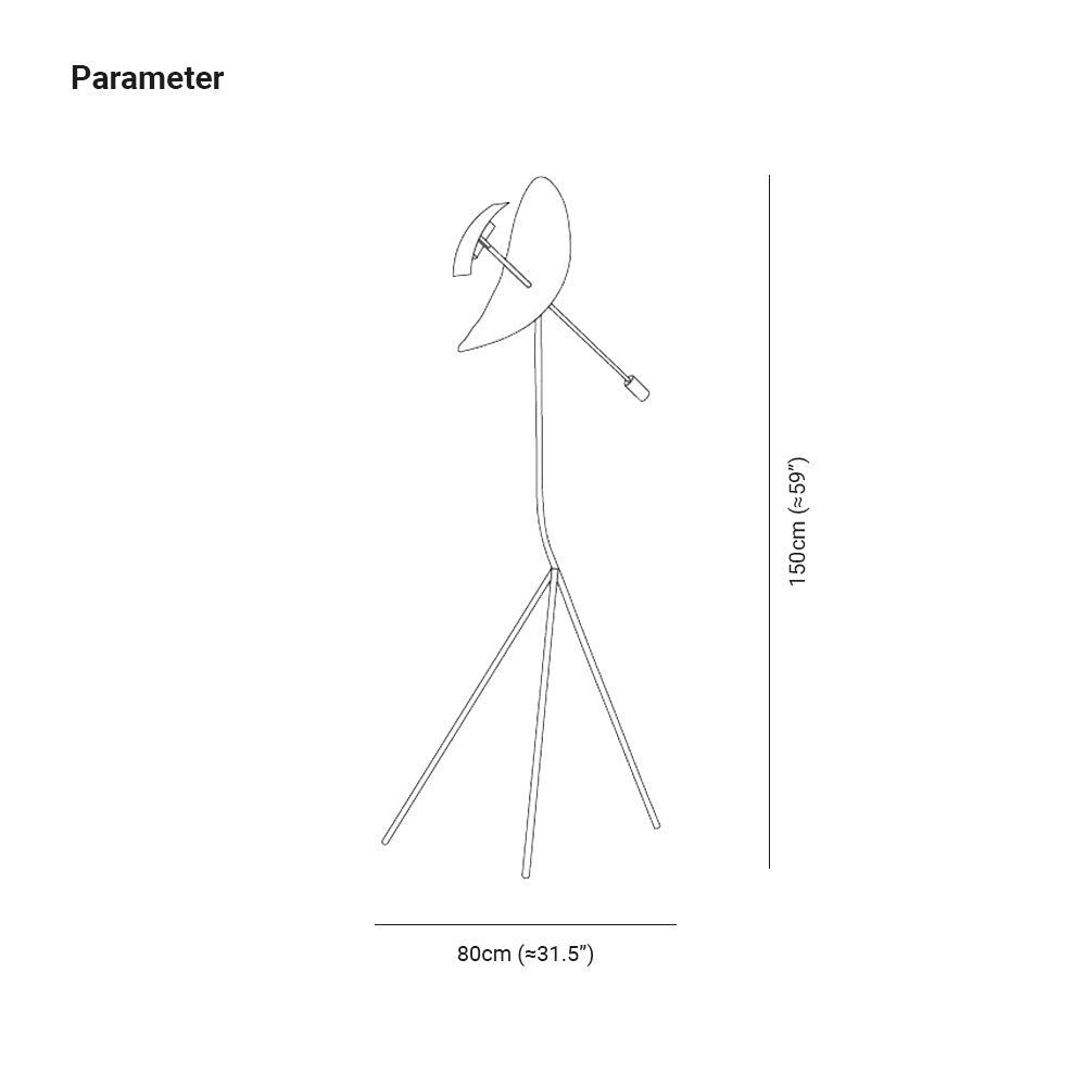 Salgado Floor Lamp Tripod Reflection Postmodern, Metal, Gold, Living Room - Lumpaz