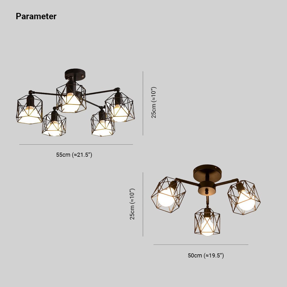 Herbert Black Semi-Flush Mount Ceiling Light - Lumpaz
