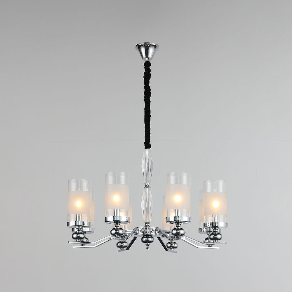 Alessio Retro Silver Metal/Glass Chandelier/Wall Lamp, Living Room - Lumpaz