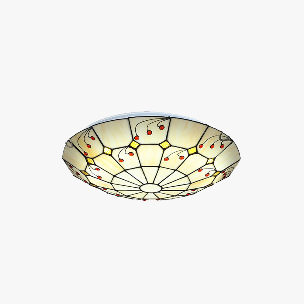 Eryn Rustic Glass Flush Mount Ceiling Light, White, Kitchen - Lumpaz