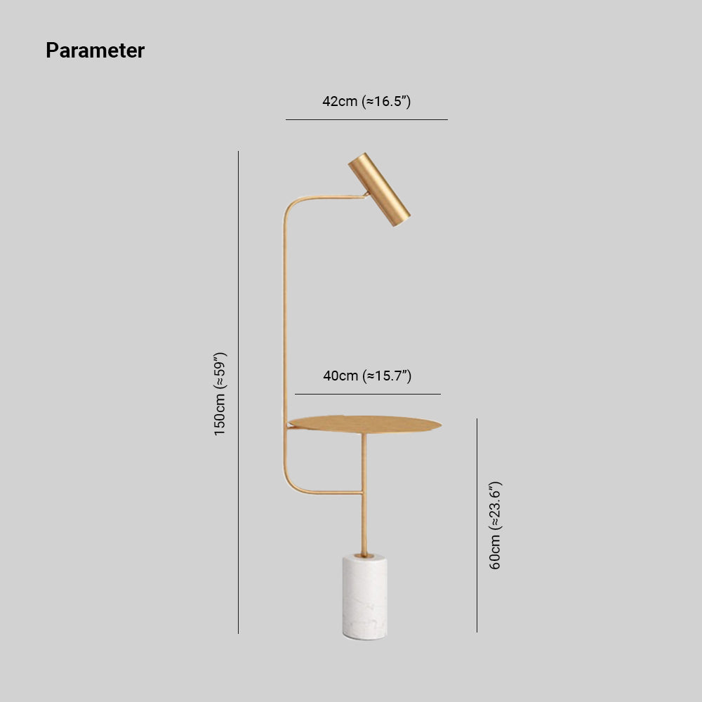 Salgado Minimalist Metal Floor Lamp With Table, Black/Gold - Lumpaz
