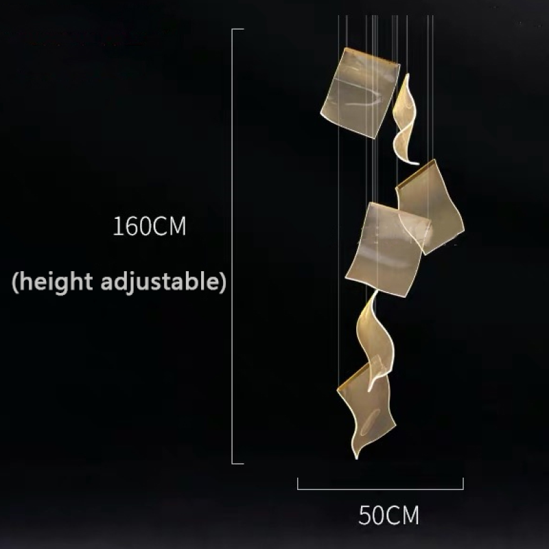 Marylin Artistic Acrylic Silk Chandelier, Gold - Lumpaz