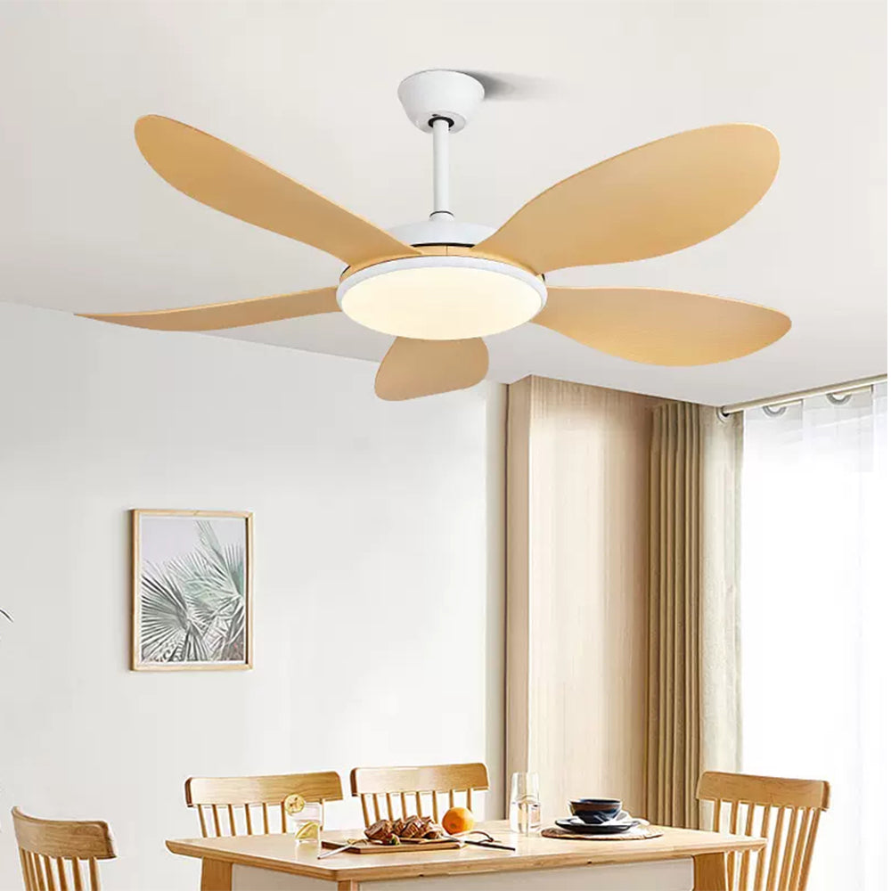 Ozawa 5-Blade Modern Wood DC Ceiling Fan with Light, 47.2''/51.2'' - Lumpaz