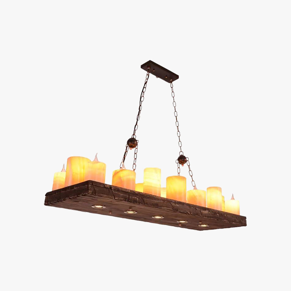 Austin Farmhouse Candle Metal/Glass/Wood Chandelier - Lumpaz