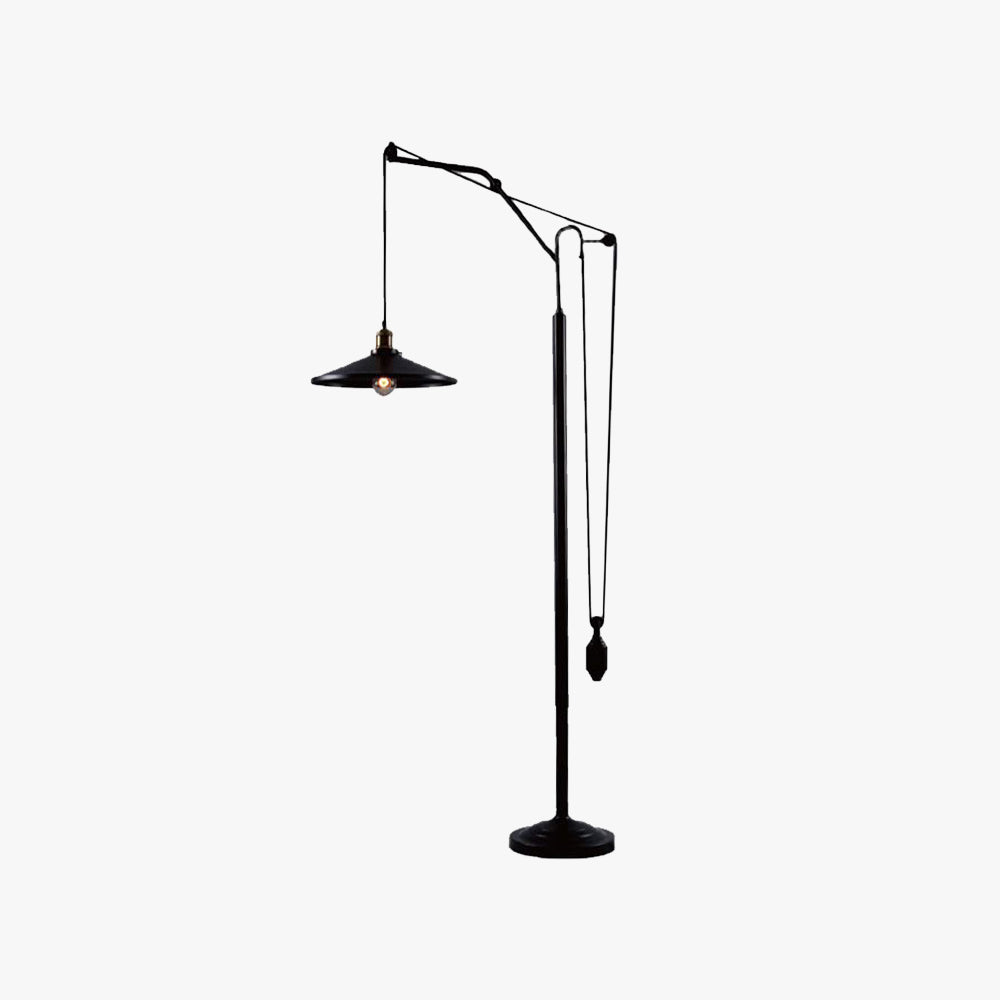 Alessio Modern Flared Shade Metal Floor Lamp, Black - Lumpaz