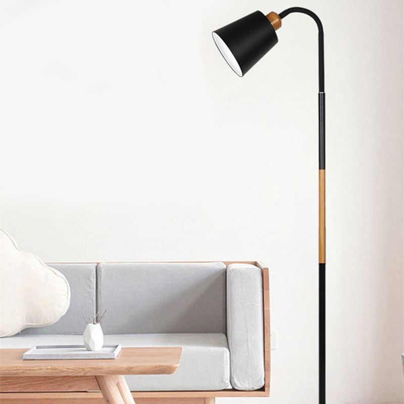 Eryn Floor Lamp Double Head Modern, Metal,Black/White, Bedroom - Lumpaz