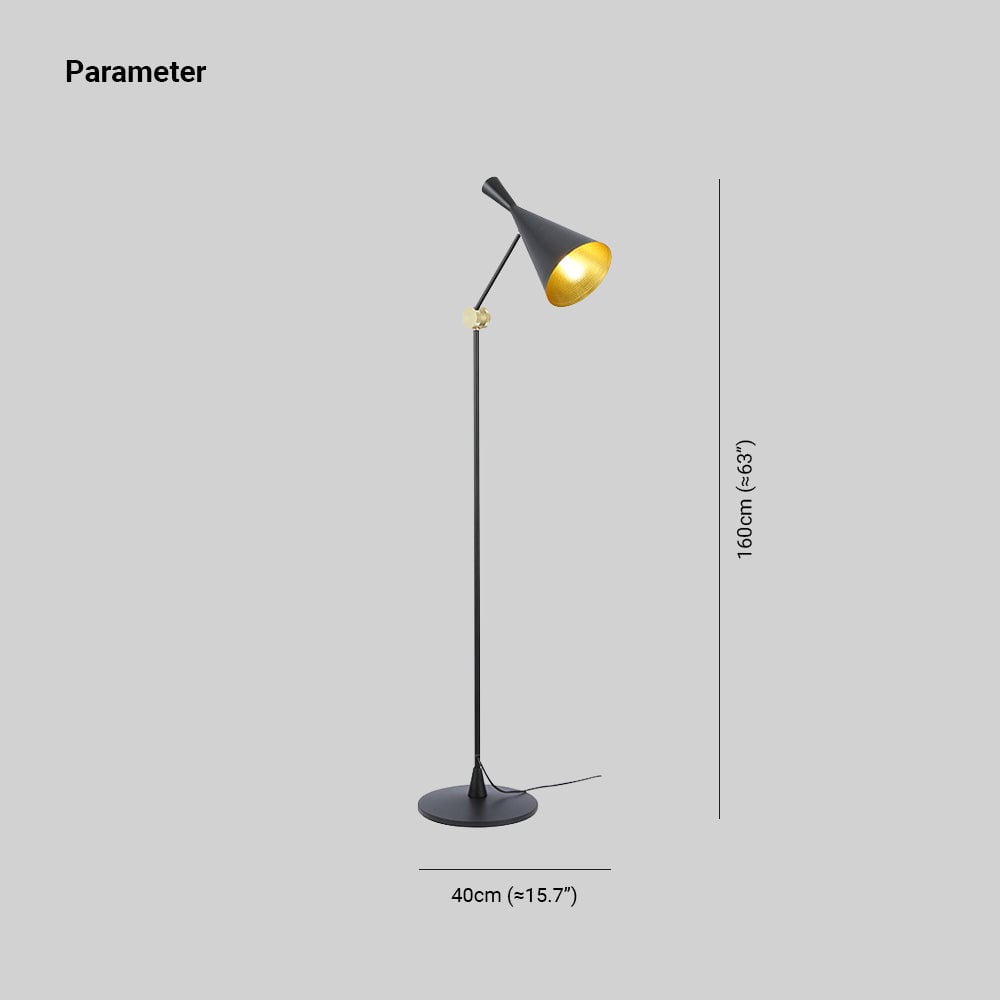 Carins Modern Minimalist Metal Tall Standing Floor Lamp, Black/Gold - Lumpaz