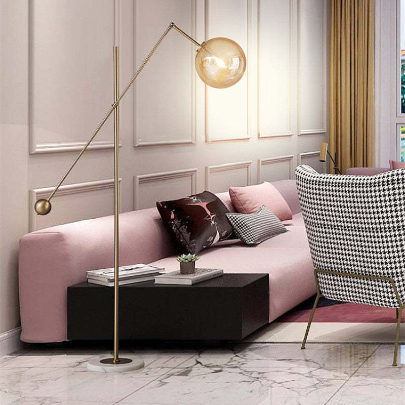Valentina Artistic Geometric Arc Metal Floor Lamp Black/Blue - Lumpaz