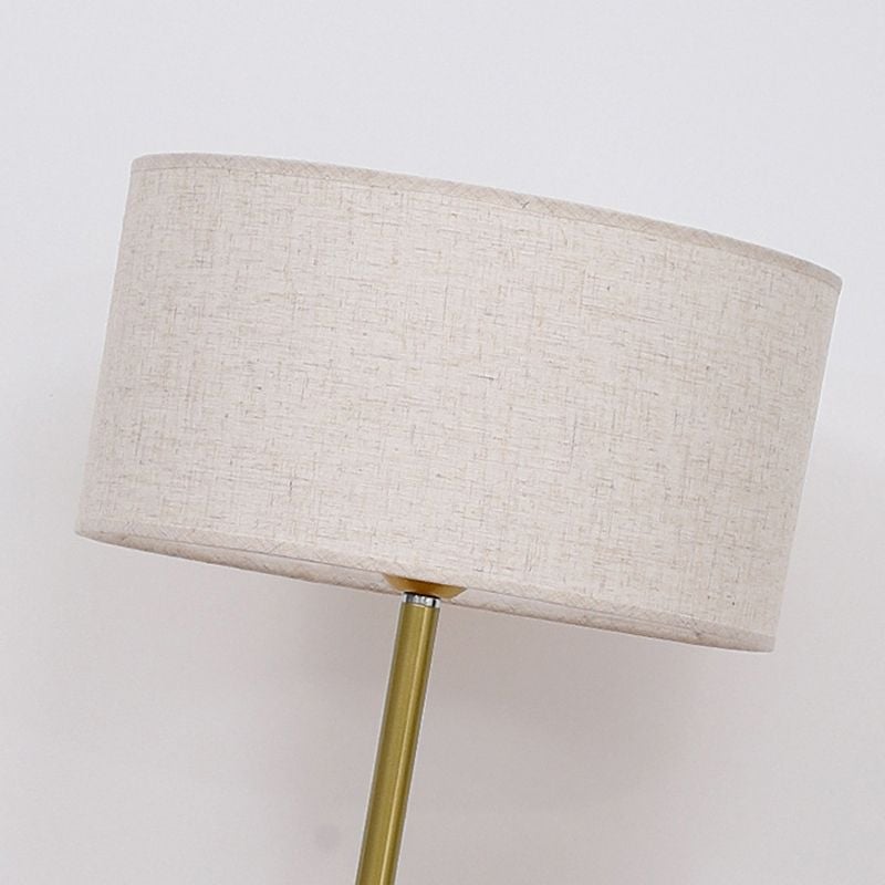 Eryn Floor Lamp Cylinder Modern, Metal/Fabric, Black/White/Gold, Bedroom - Lumpaz