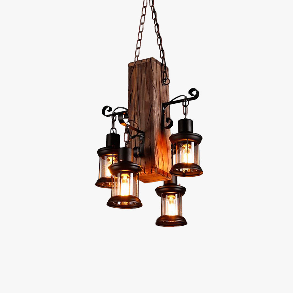 Austin Industrial Lantern Glass/Metal Pendant Light, Black - Lumpaz