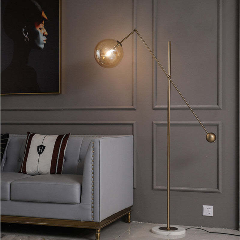 Valentina Artistic Geometric Arc Metal Floor Lamp Black/Blue - Lumpaz