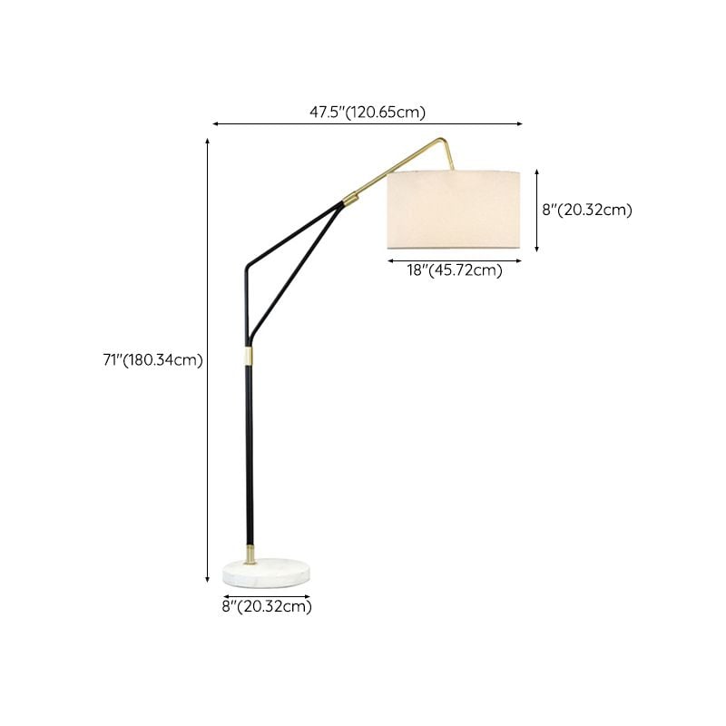 Eryn Floor Lamp Round Basic Nordic/Modern, Fabric, White, Bedroom - Lumpaz