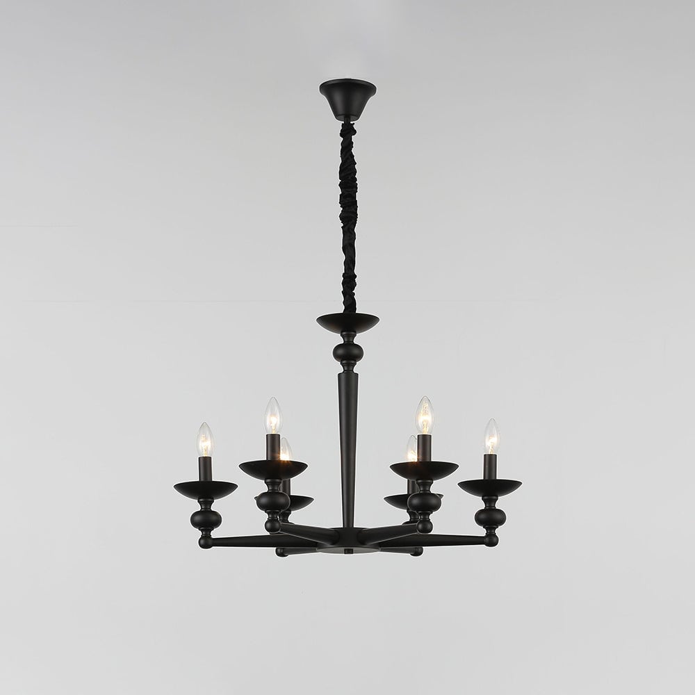 Alessio Retro Candle Wall Lamp/Black Chandelier for Living Room, Dining Room - Lumpaz