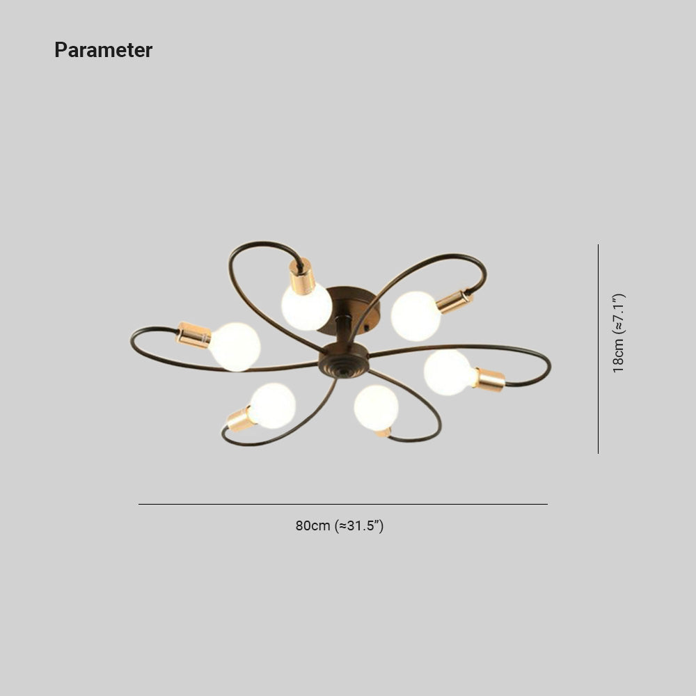 Valentina Modern Metal Flush Mount Ceiling Light, Black/Gold - Lumpaz