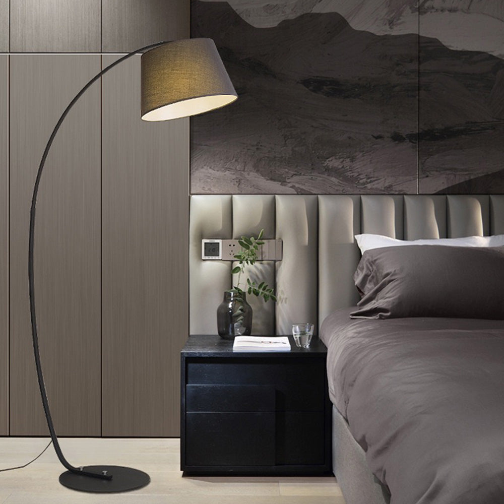 Salgado Modern Arc Fabric/Metal Floor Lamp, Bedroom/Living Room - Lumpaz