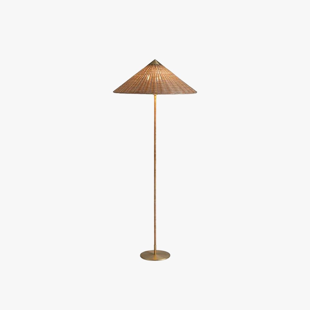 Muto Modern Metal Fabric Rattan Floor Lamp - Lumpaz