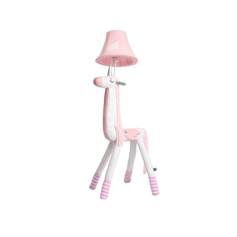 Minori Pink Plush Unicorn Animal Floor Lamp, Metal - Lumpaz