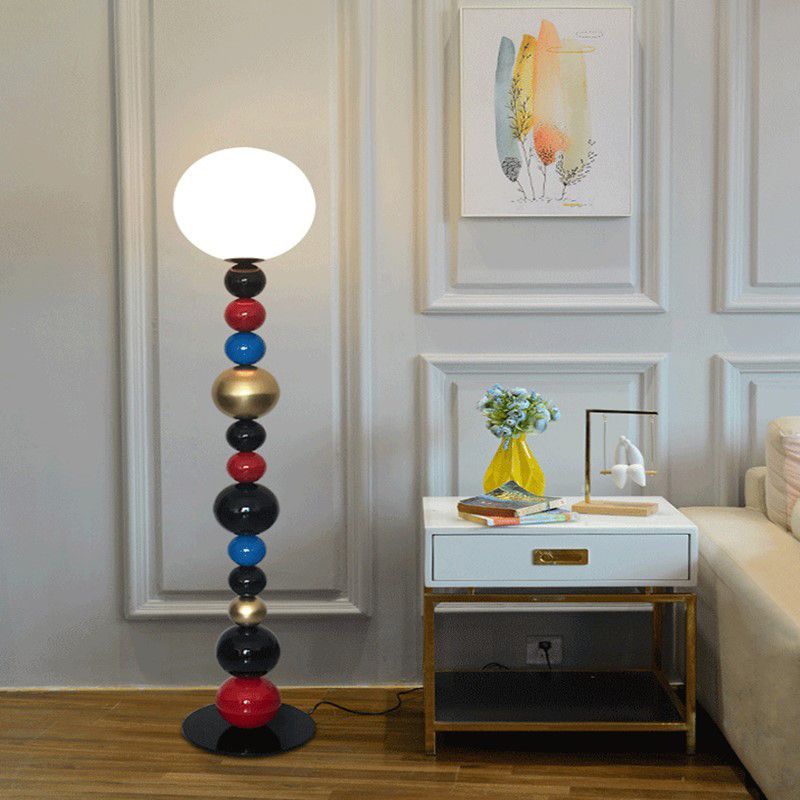 Morandi  Modern Ball Metal Colorful  Floor Lamp, Red/Green - Lumpaz
