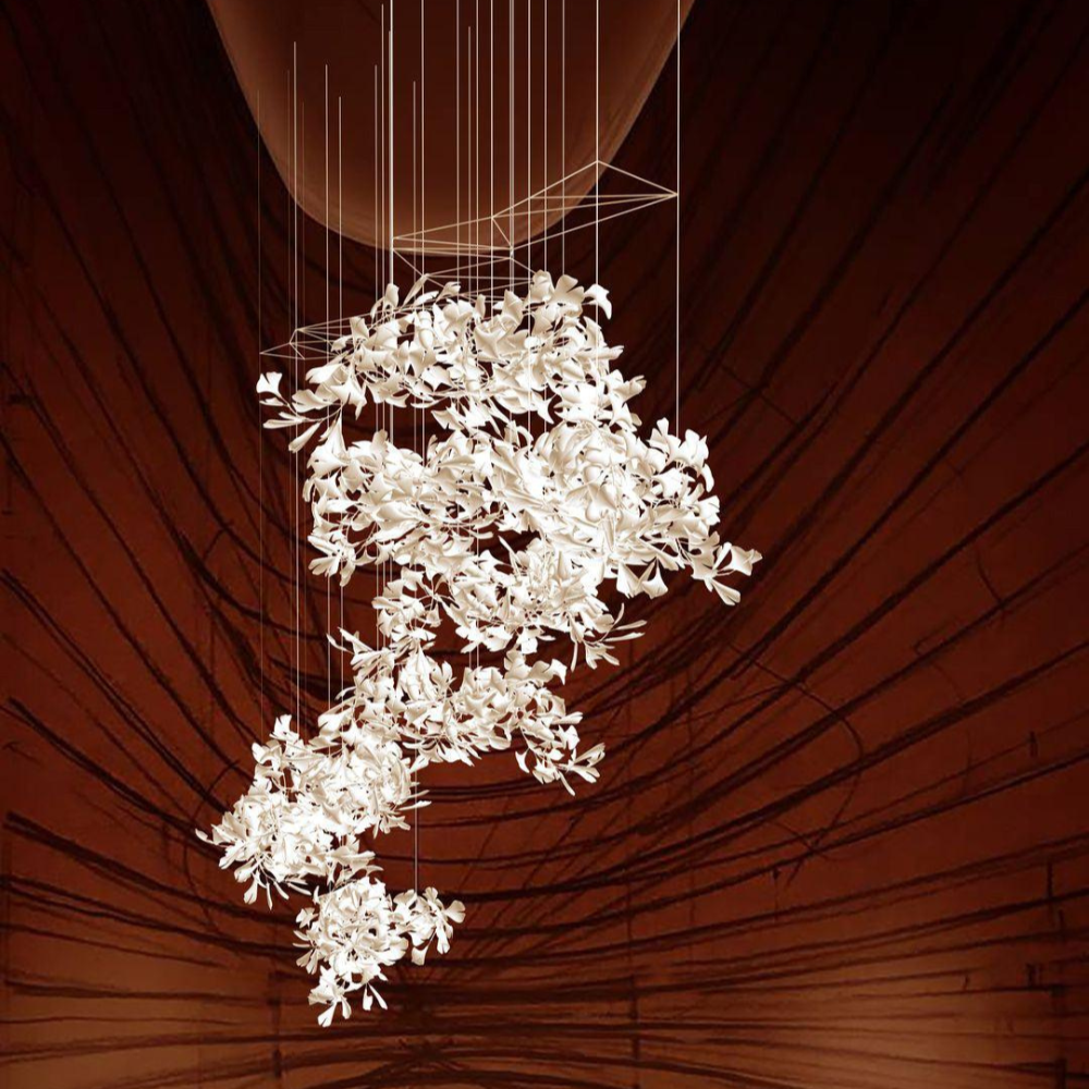 Olivia Modern Leaf Chandelier Metal/Ceramic Bedroom/Living Room - Lumpaz