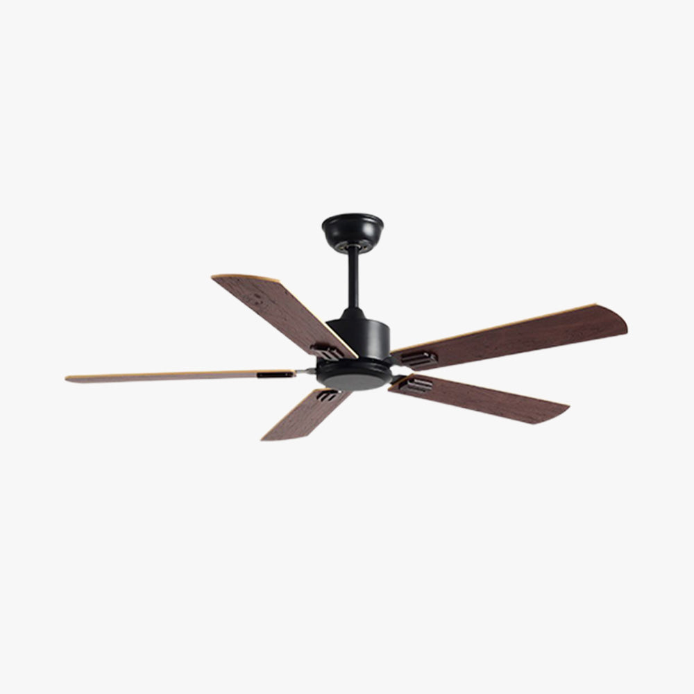 Haydn 5-Blade Modern Black & Coffee DC Ceiling Fan, Metal & Wood, 51'' - Lumpaz