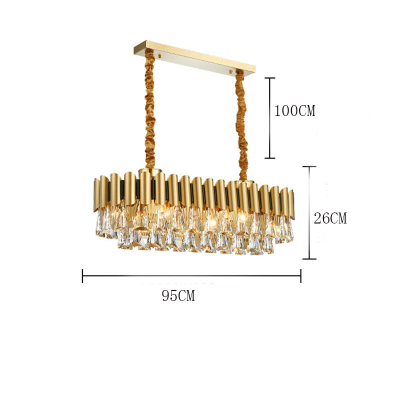 Marilyn Rectangular Luxury Metal Crystal Chandelier, Gold, Small - Lumpaz