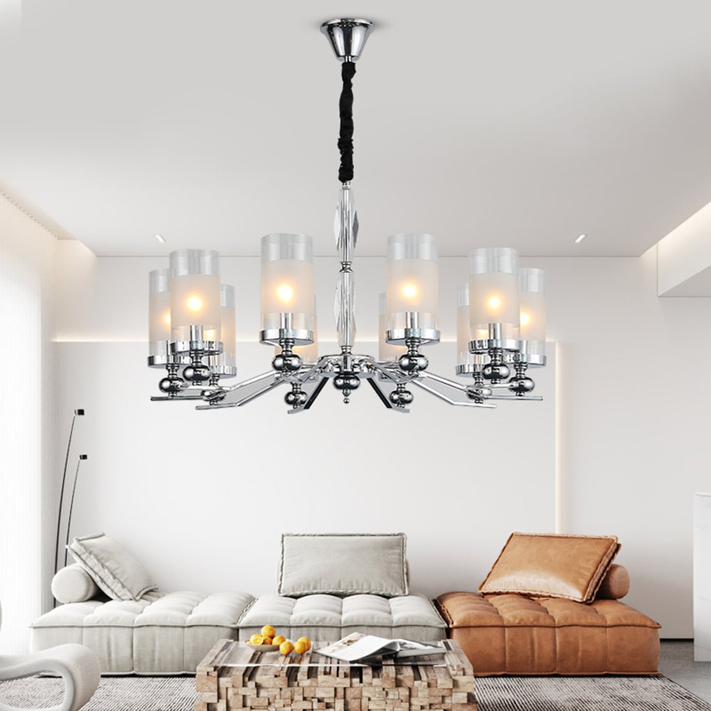 Alessio Retro Silver Metal/Glass Chandelier/Wall Lamp, Living Room - Lumpaz