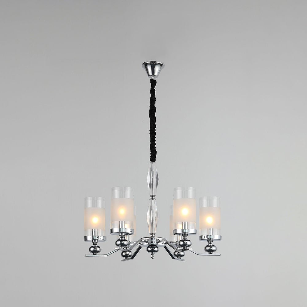 Alessio Retro Silver Metal/Glass Chandelier/Wall Lamp, Living Room - Lumpaz