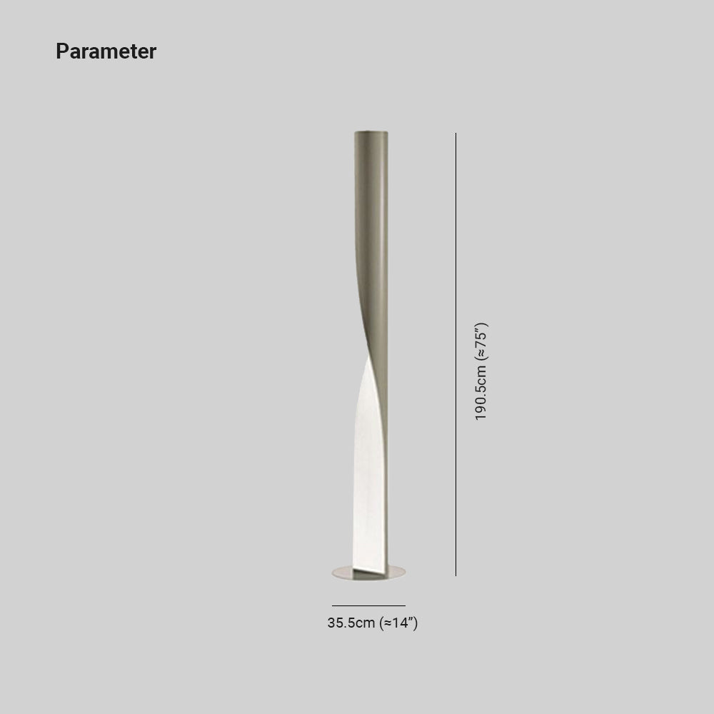 Edge Modern Minimalist Twisted Cylinder Metal Floor Lamp, White/Red/Gray/Gold - Lumpaz