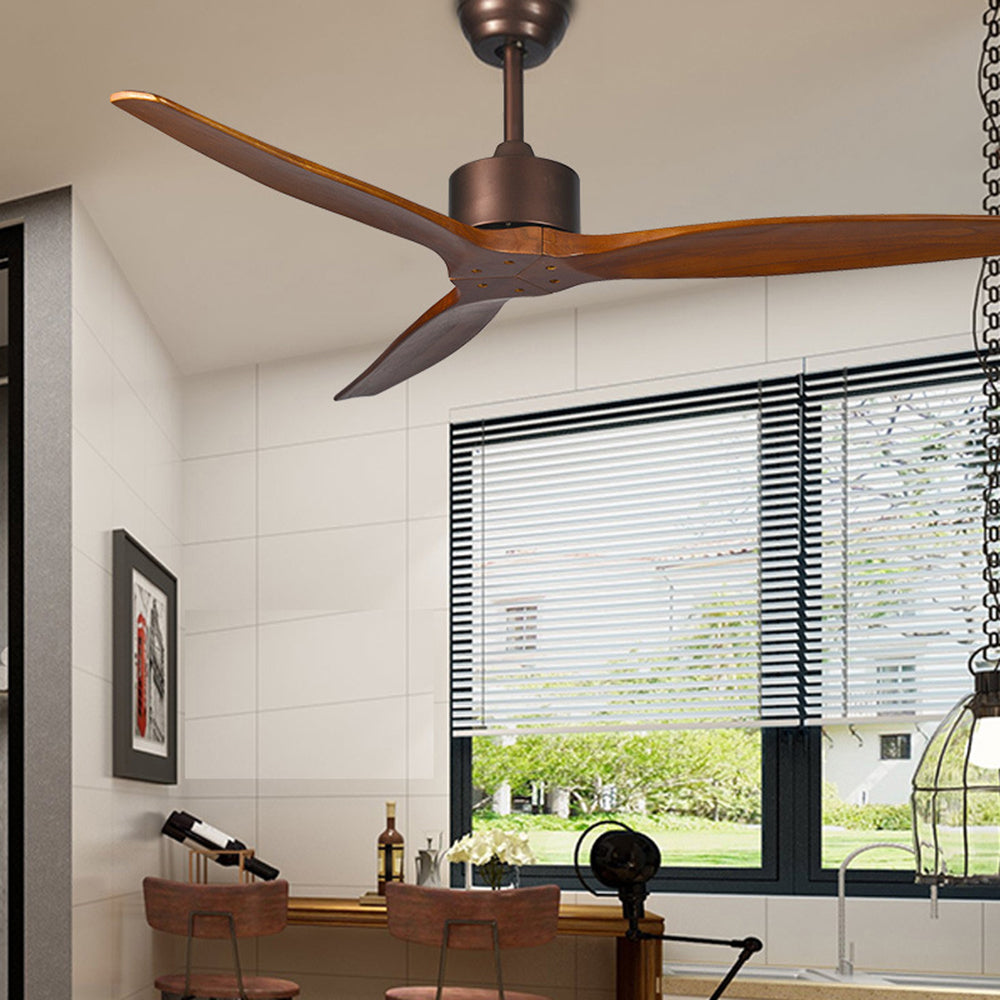 Walters 3-Blade Industrial Black DC Ceiling Fan, Metal & ABS, Summer, 52'' - Lumpaz