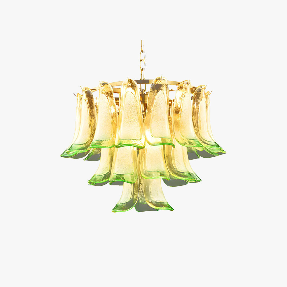 Marilyn Modern 3-Tier Stained Glass Chandelier, Green - Lumpaz