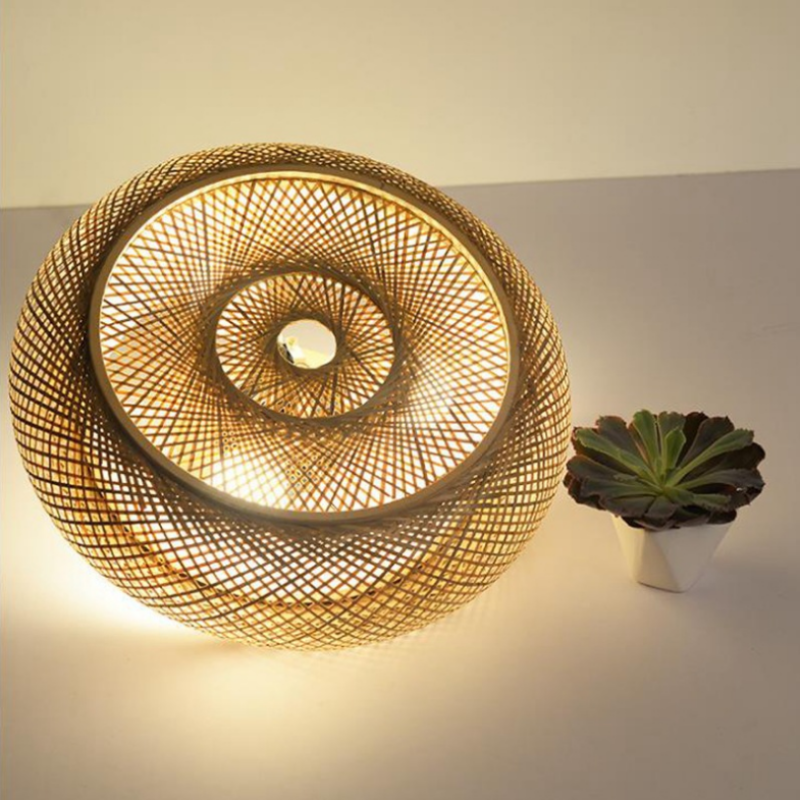 Muto Rattan Woven Rustic LED Flush Mount Ceiling Light - Lumpaz