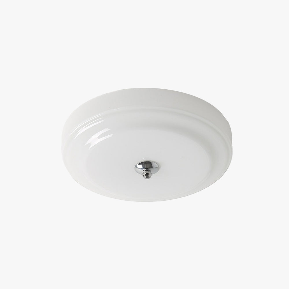 Hailie Design Circle LED Ceiling Light Metal/Glass White Bedroom/Living Room - Lumpaz