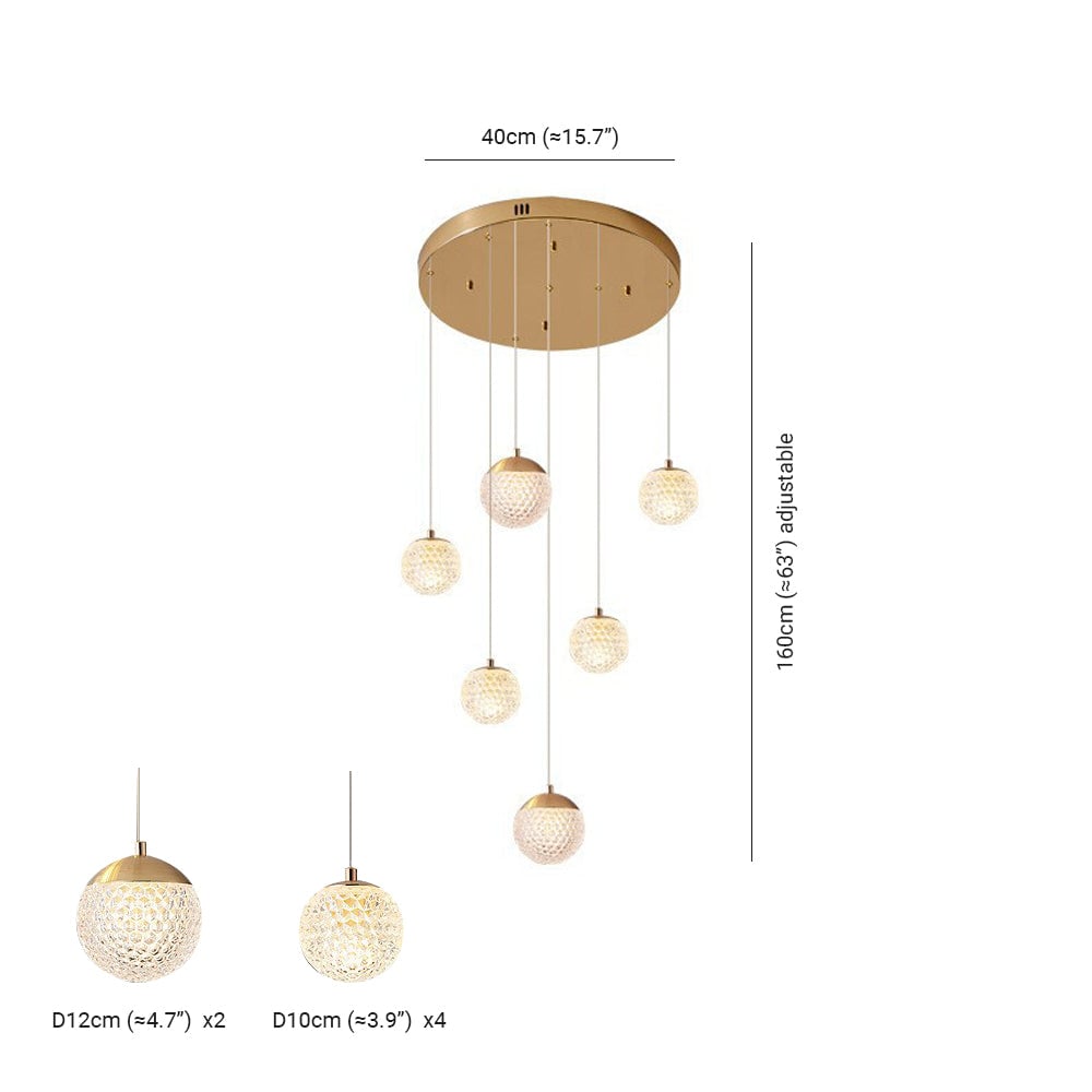 Jibril Multi Staircase Modern Art Deco Pendant Light, Gold - Lumpaz