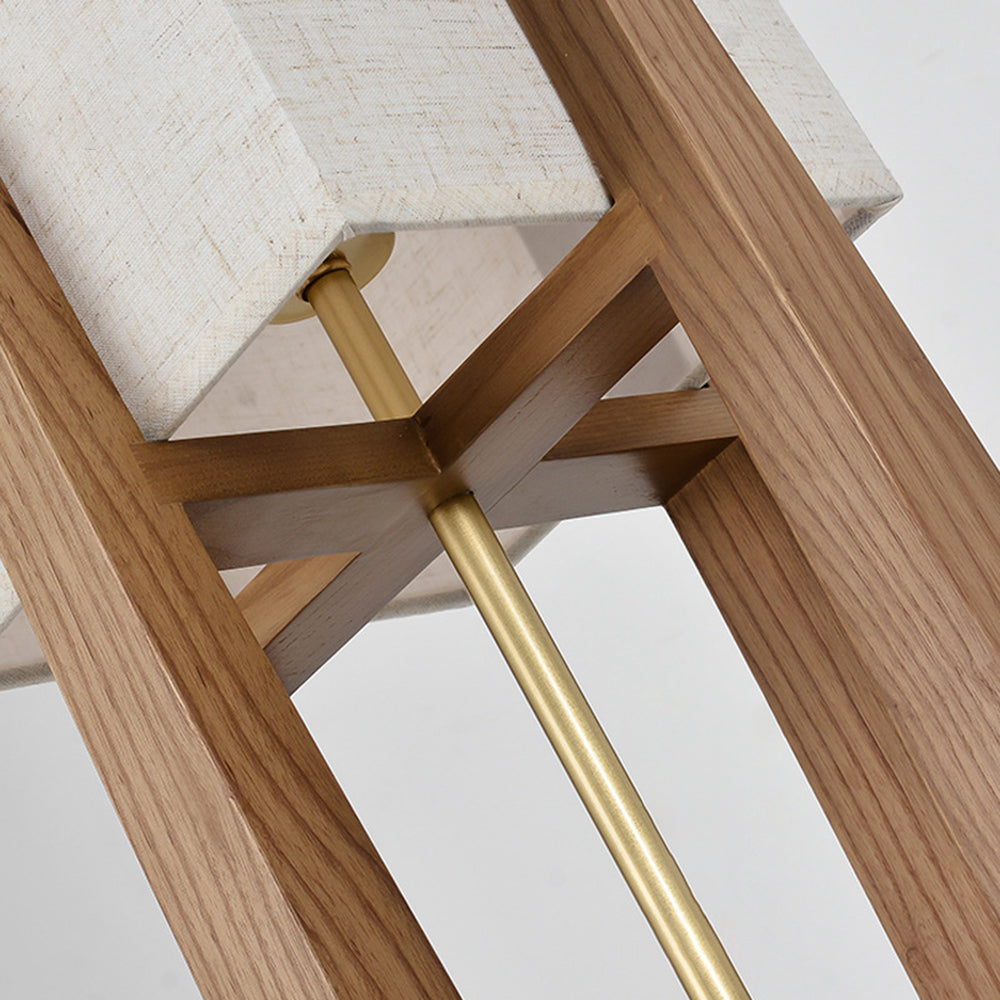 Ozawa Natural Rectangular Wood/Fabric Floor Lamp - Lumpaz