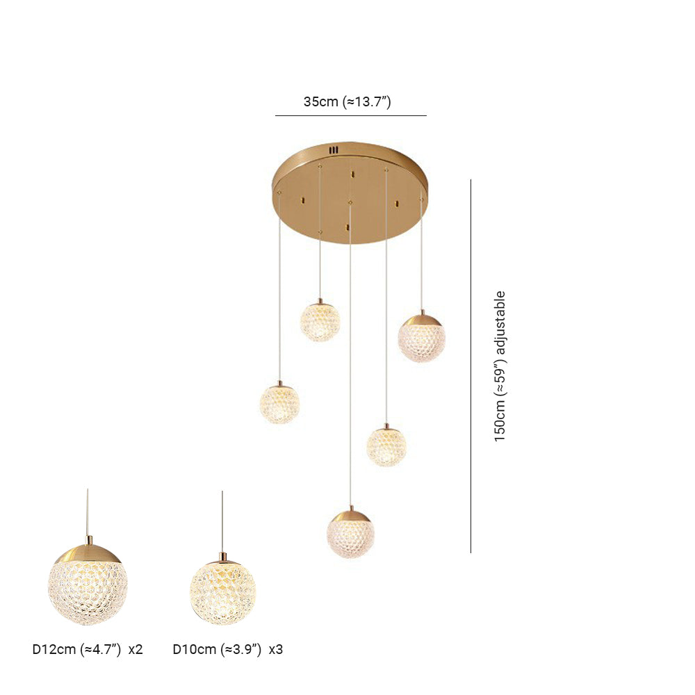 Jibril Multi Staircase Modern Art Deco Pendant Light, Gold - Lumpaz
