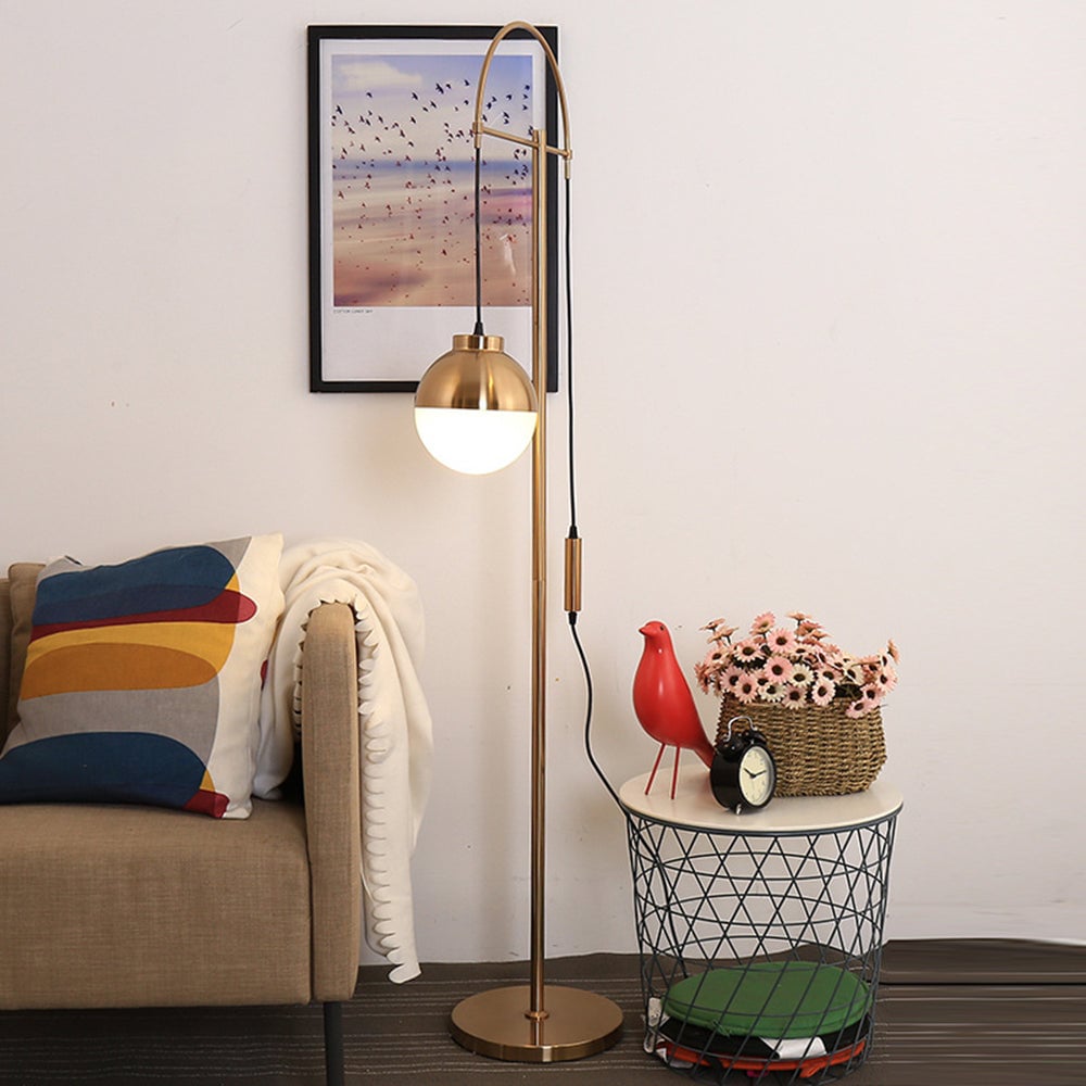 Valentina Modern Arch Glass/Metal Floor Lamp, Gold - Lumpaz