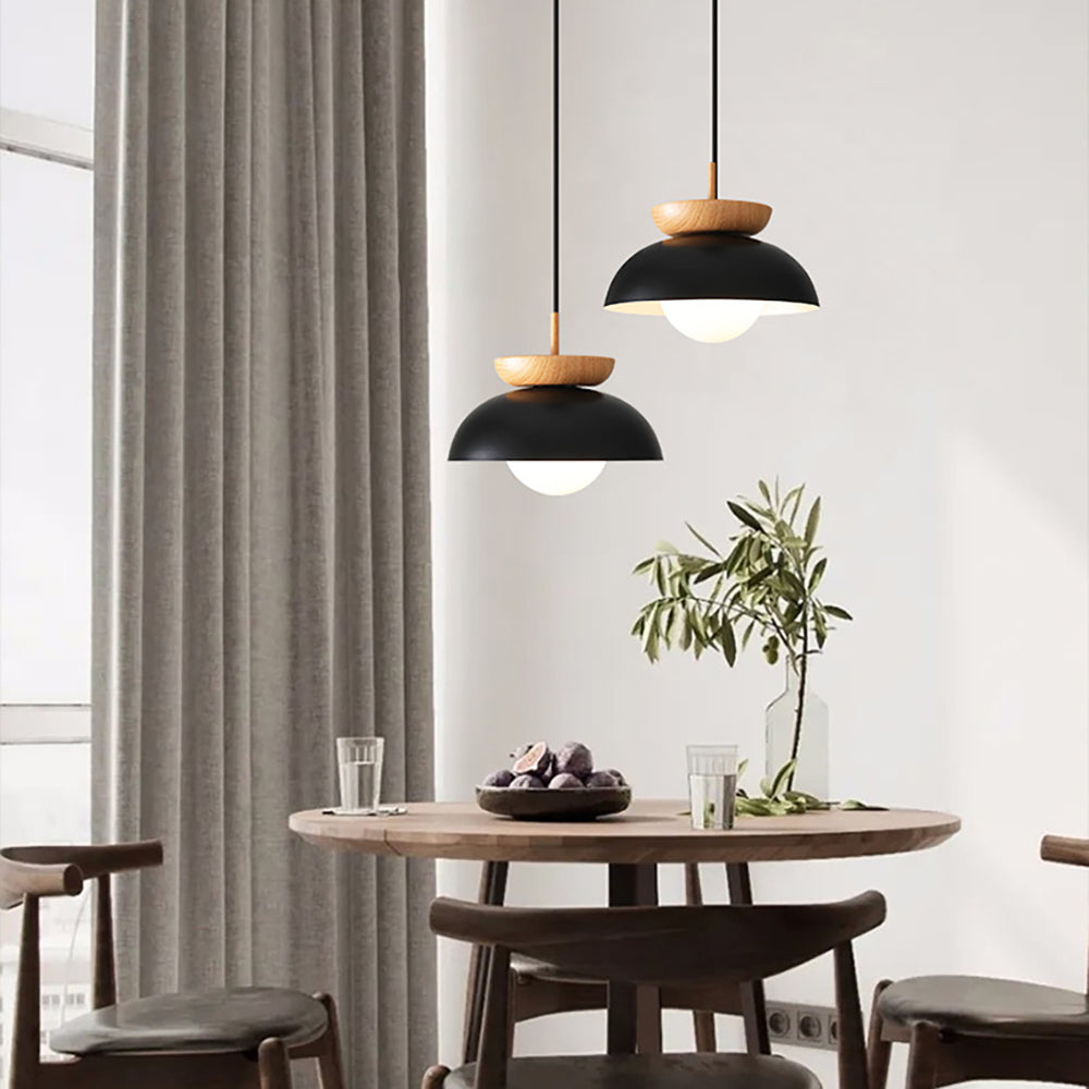 Ozawa Nordic Pendant Lights Wood/Metall Black Kitchen Balcony - Lumpaz