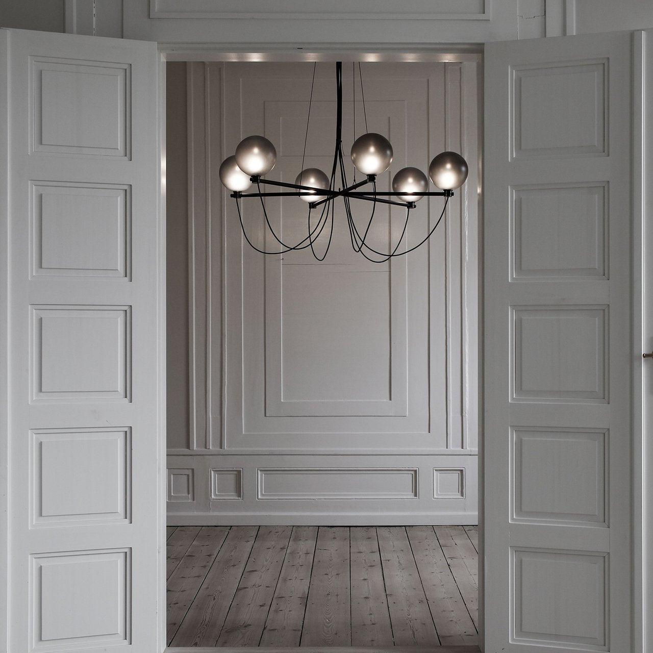 Valentina Nordic Modern Glass Ball Chandelier, Smoke Gray/Blue - Lumpaz